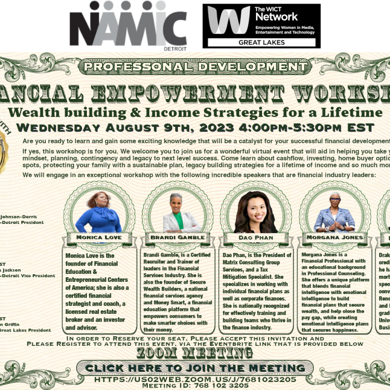 NAMIC-Detroit and WICT Network Great Lakes Chapter Professional Development – Financial Empowerment Workshop